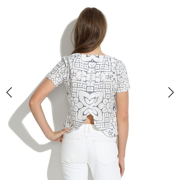Madewell White and Blue Patterned Top - Picture 8 of 9